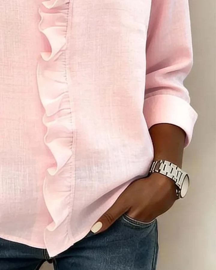 Scarlett | Blusa con volantes, escote en V y manga larga