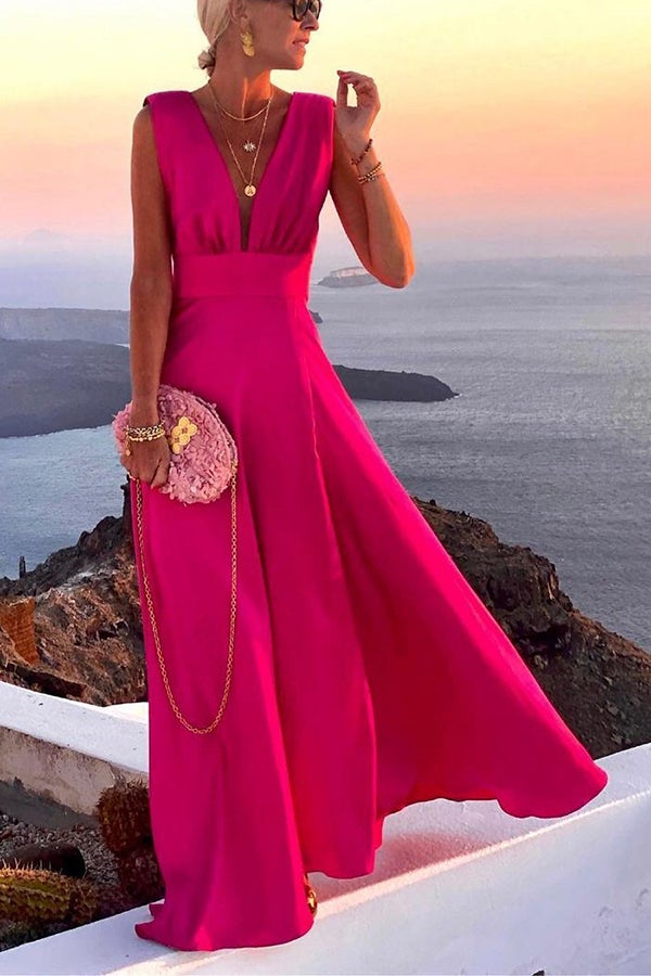Vestido largo de fiesta Nuevo Romance con escote de pico
