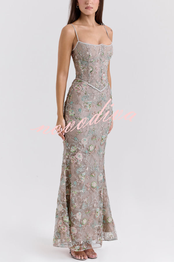 Vestido largo elegante y ajustado con cuello halter, sin mangas, espalda descubierta y lazada