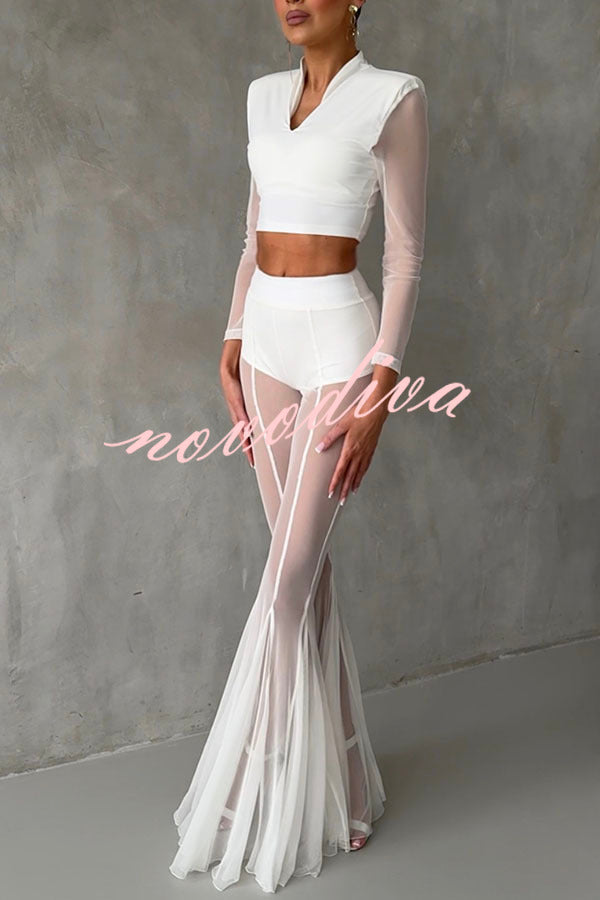 Pantalón elástico sirena Deep Chic de malla con talle alto y cintura elástica