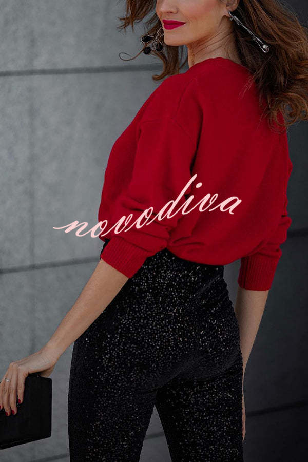 Pantalón acampanado Diva de lentejuelas con talle alto y cintura elástica