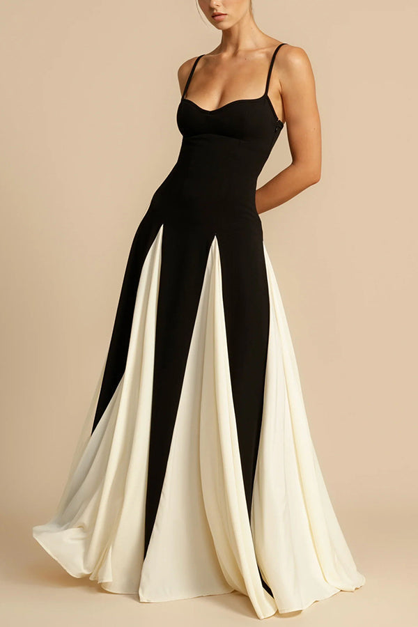 Vestido largo lencero evasé de tul por paneles, elegancia atemporal
