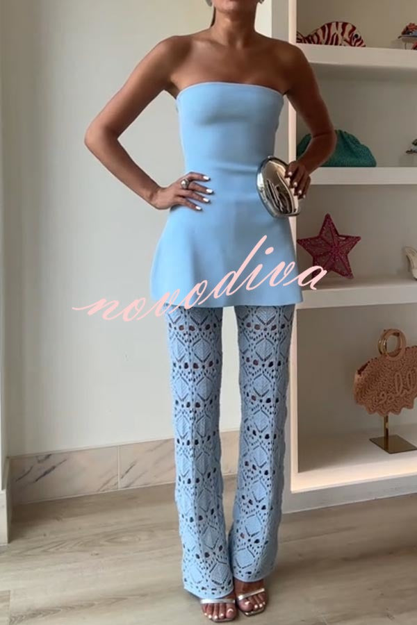 Top midi Anette palabra de honor de punto vendaje elástico con corte en A