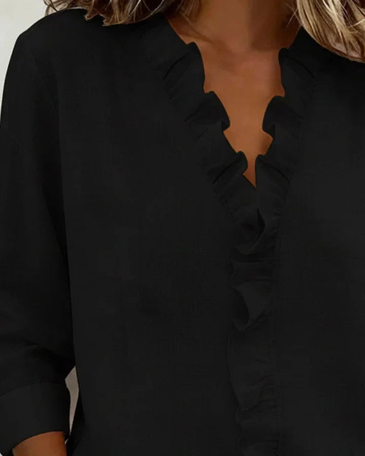 Scarlett | Blusa con volantes, escote en V y manga larga
