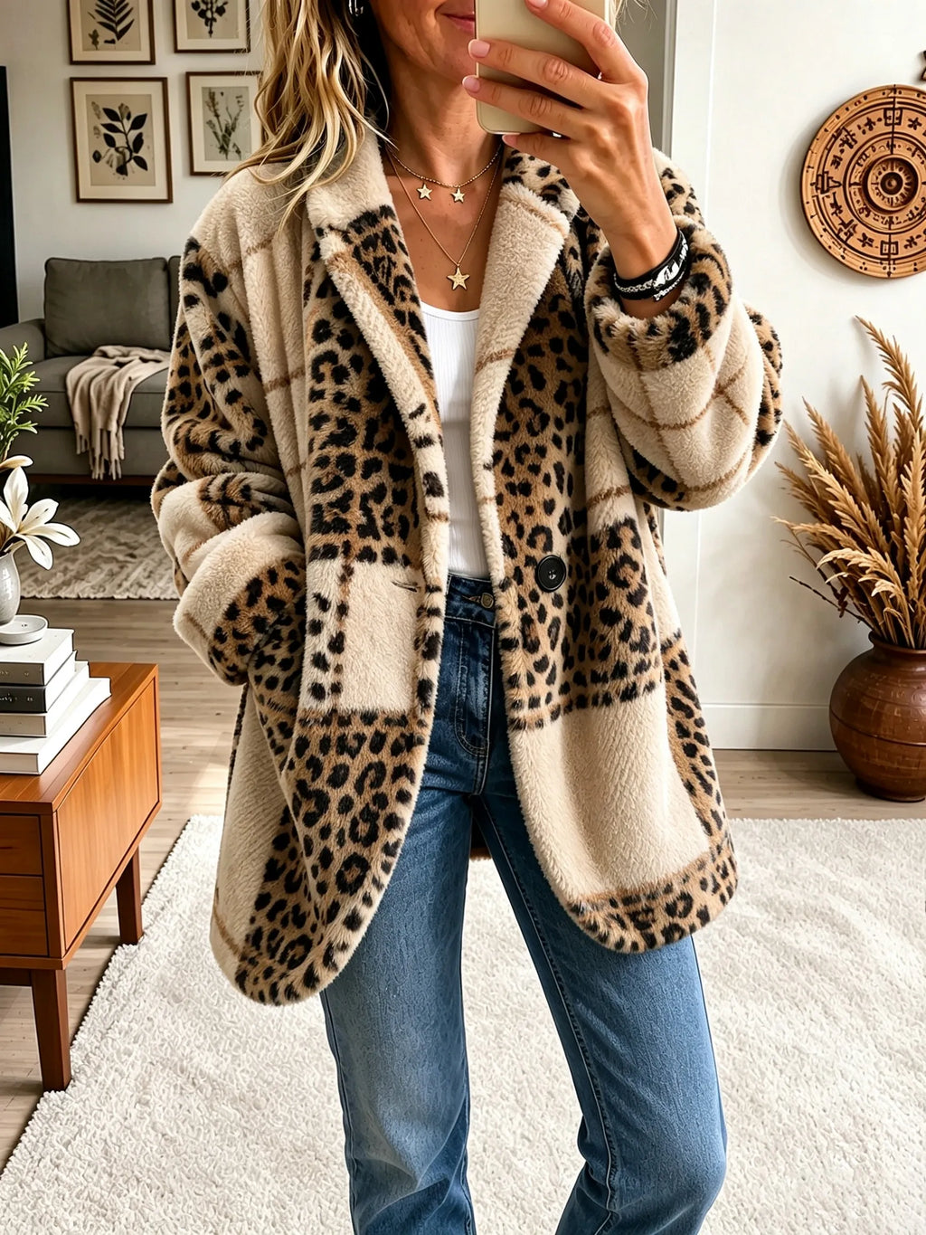 Joanne | Abrigo de cuadros multicolor y acogedor