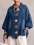 LOLA Chaqueta vaquera oversize con botones dorados - Azul
