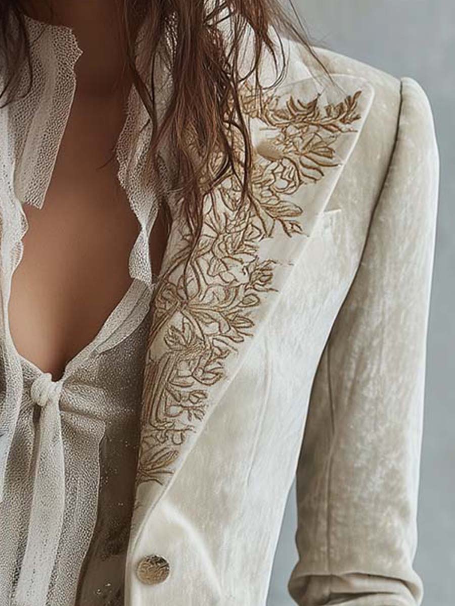 Constanza | Blazer Marfil Bordado de Vestir