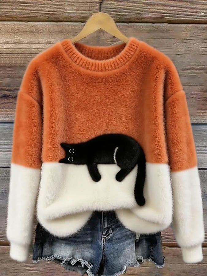 Aileen™ | Jersey Oversize Elegante con Estampado de Gatos