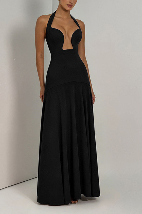 Vestido largo Seraphina con escote de pico profundo