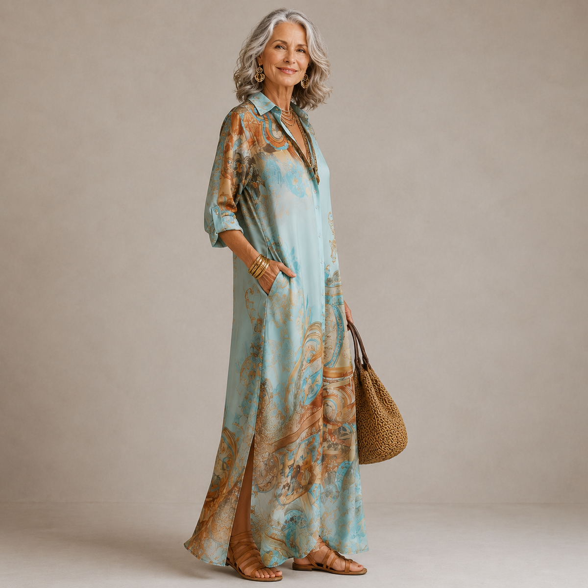Evalexy | Vestido Maxi Estampado de Lujo