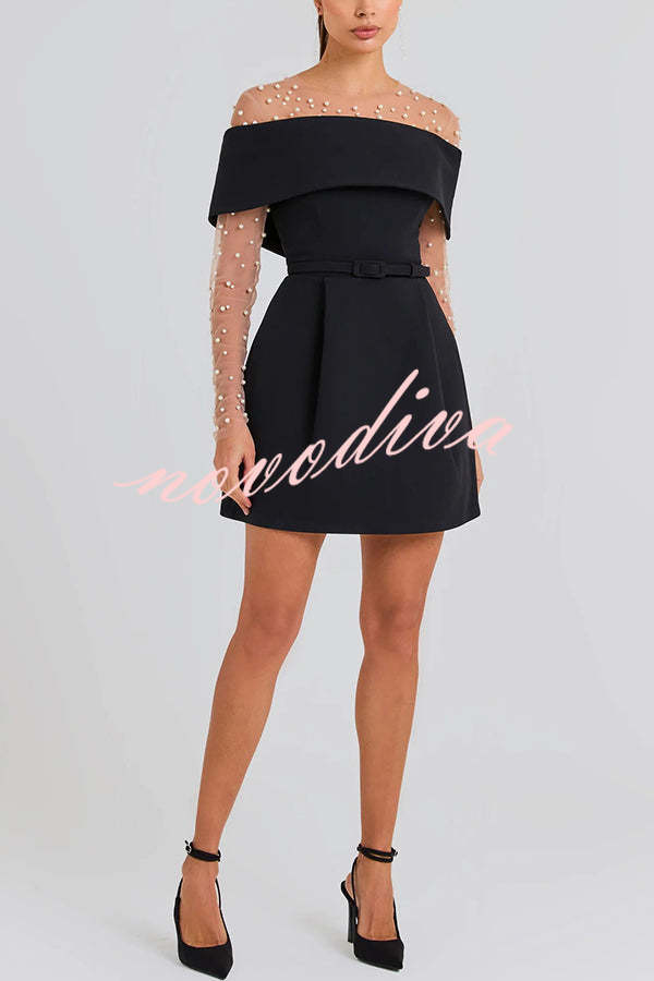 Minivestido Elegant Evening bandeau con solapa, cinturón extraíble y bolsillos