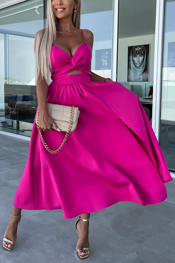 Vestido midi Florida Keys Cutie con bolsillos, aberturas y abertura en la falda