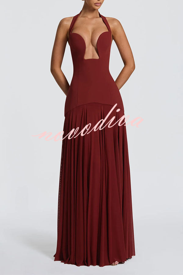 Vestido largo Seraphina con escote de pico profundo