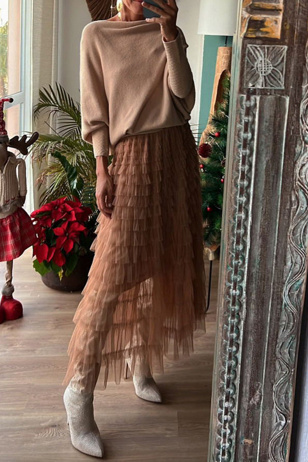 Falda larga de tul Be Your Own City Queen con volantes escalonados y cintura elástica