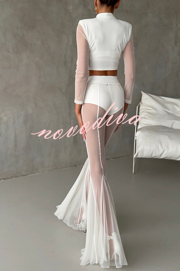 Pantalón elástico sirena Deep Chic de malla con talle alto y cintura elástica