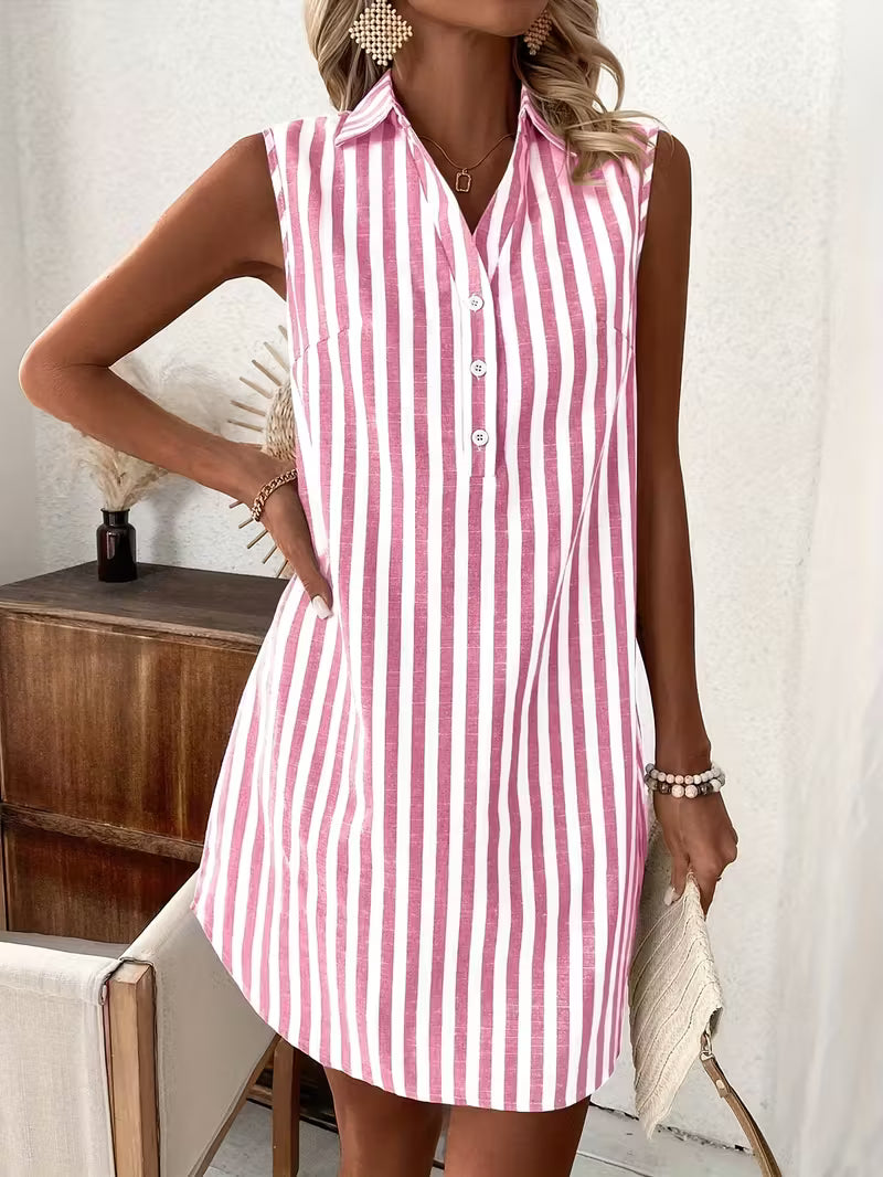 Frenzi - Vestido camisero de rayas