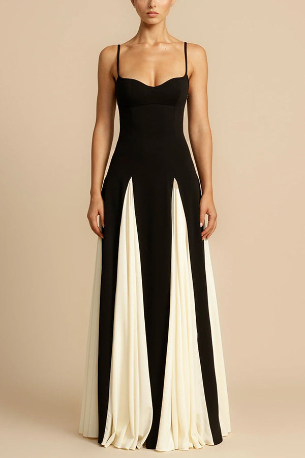 Vestido largo lencero evasé de tul por paneles, elegancia atemporal