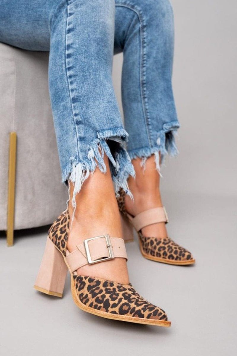 Barbara | Tacón Ancho Estampado de Leopardo Atrevido