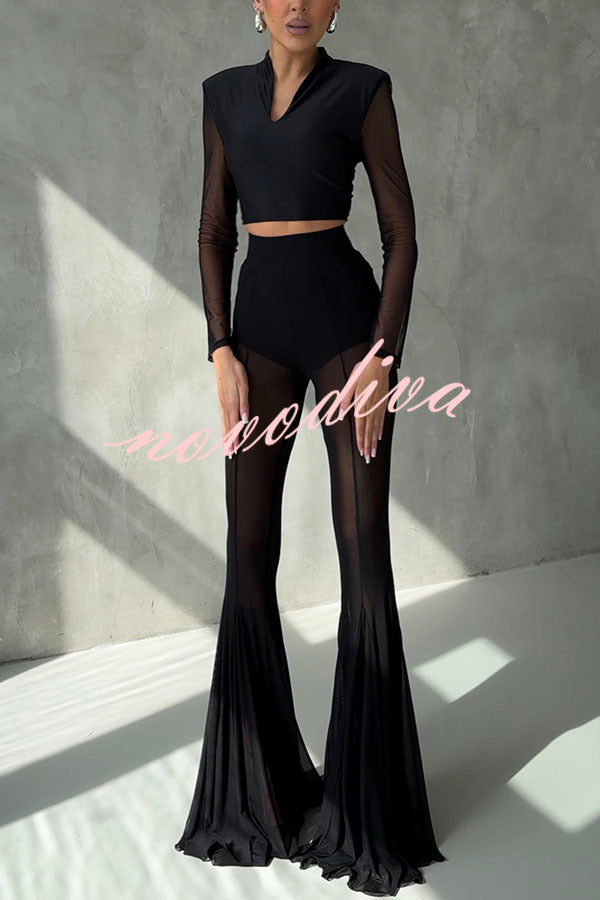 Pantalón elástico sirena Deep Chic de malla con talle alto y cintura elástica