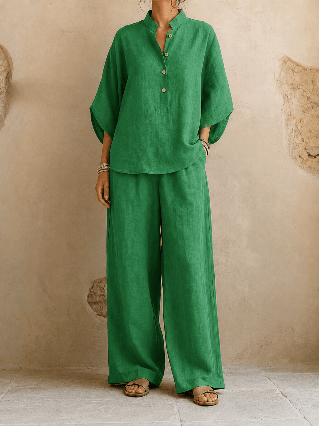 Maribel | Mangas murciélago y pantalón de pierna ancha