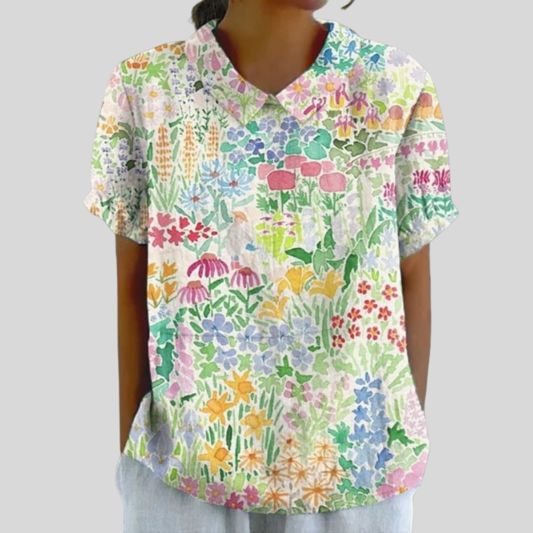 Lavinia | Blusa con Cuello y Estampado de Jardín