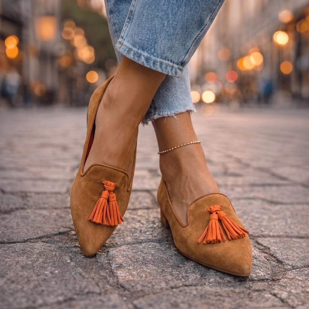 LIVIA | Bailarinas de Ante con Punta y Borlas