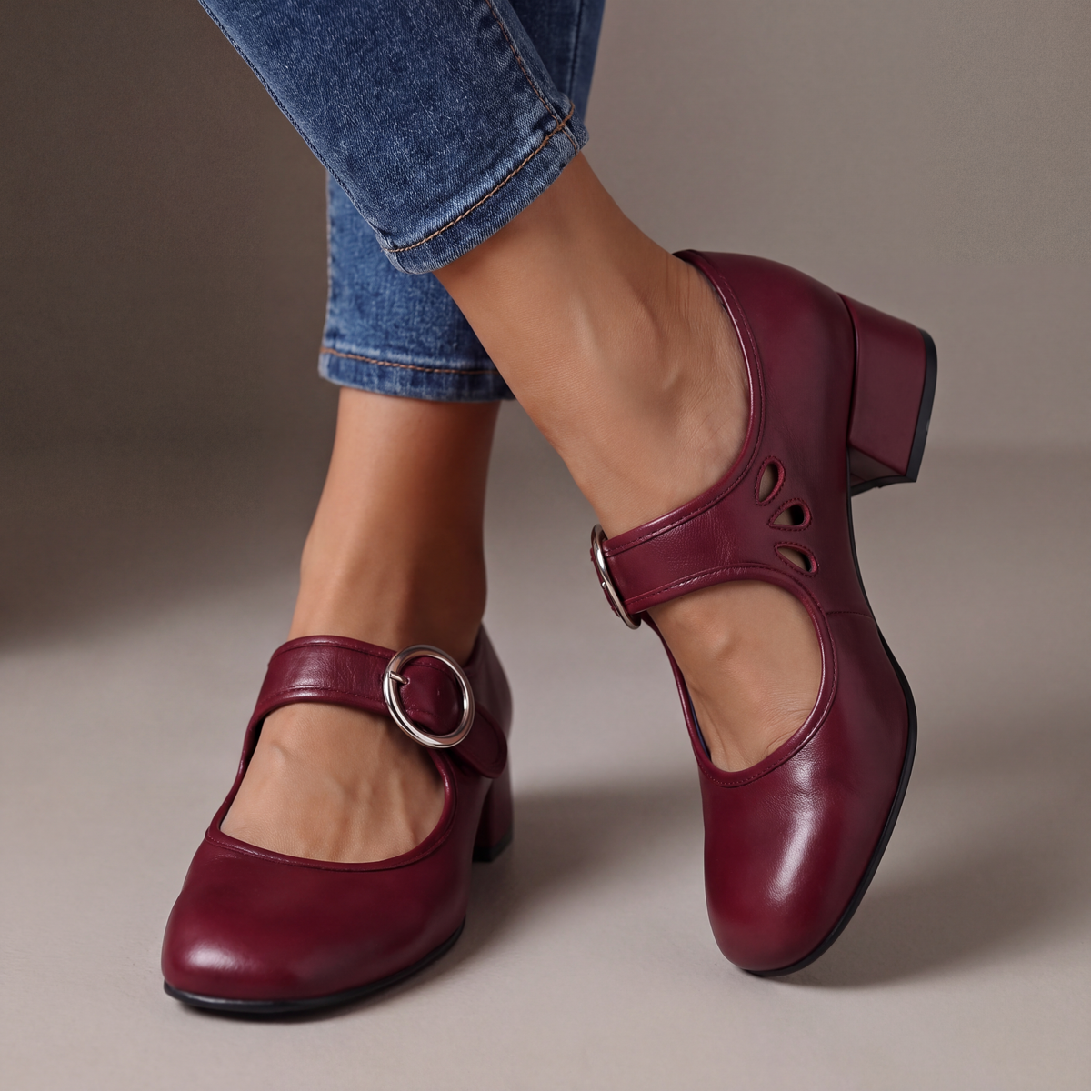 Giuseppina zapato de tacón con correa - Rojo