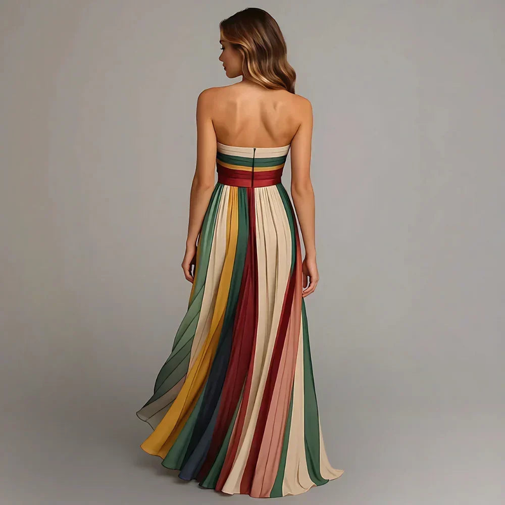 Delyth | Vestido largo plisado palabra de honor