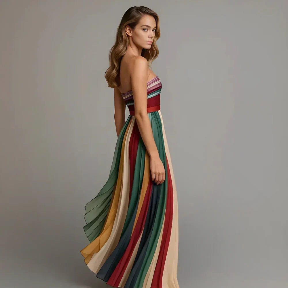 Delyth | Vestido largo plisado palabra de honor