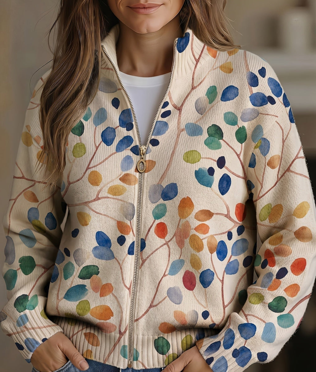 Imogene™ | Rebeca con Cremallera Estampado de Hojas Botánicas