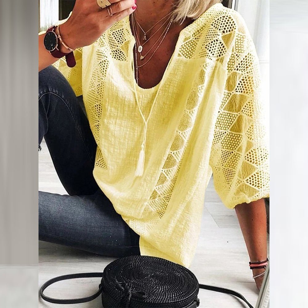 Colleen | Blusa Aireada con Ribete de Encaje