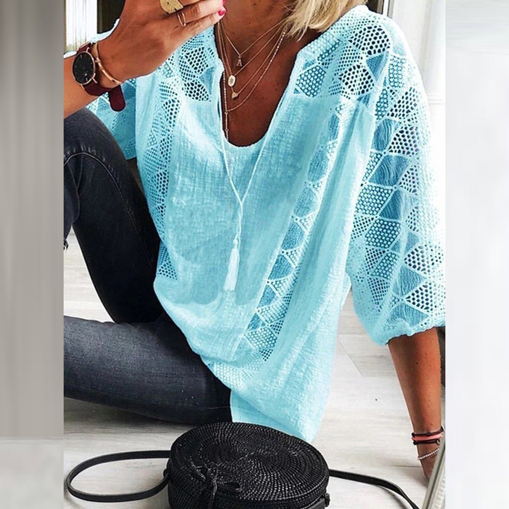 Colleen | Blusa Aireada con Ribete de Encaje