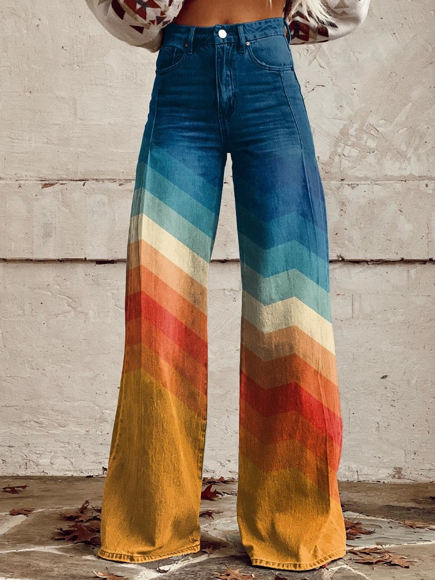 Léa - Pantalón elegante retro de zigzag