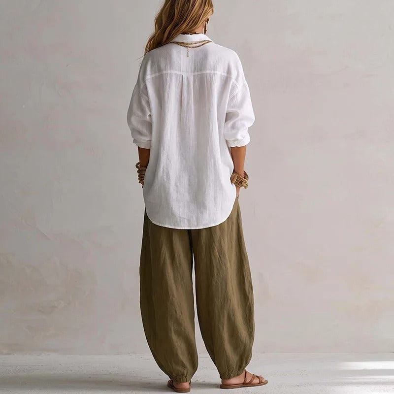 Aitana Conjunto de Camisa Fluida y Pantalón Ancho