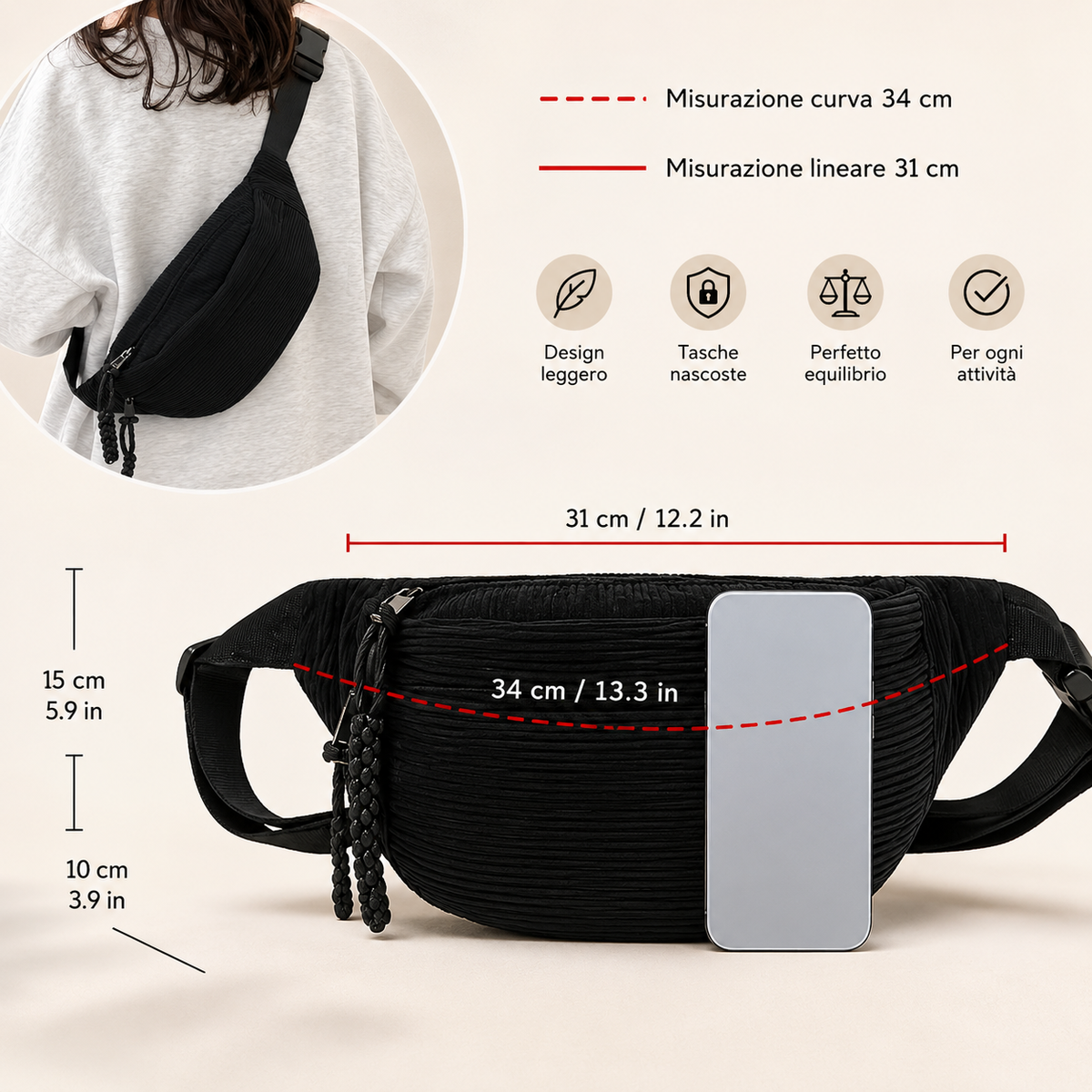 Olga | Bolso de Hombro de Pana Verde