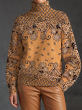 Oleander™ | Jersey de cuello alto en estampado paisley caramelo