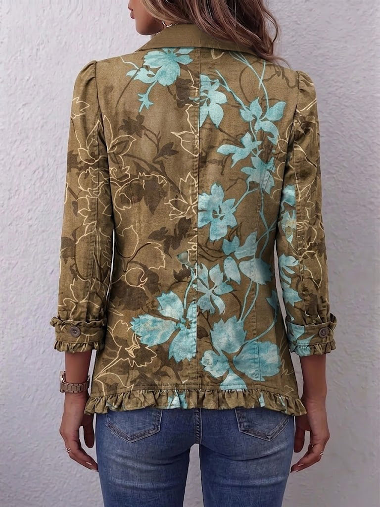 Sundara™ | Chaqueta con Volantes Floral Vintage Degradada de Estilo Boho