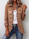 Noemi | Chaqueta Bohemia Floral Vintage Marrón con Volantes