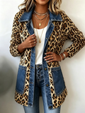 Fablenne™ | Chaqueta Larga con Estampado de Leopardo y Paneles de Denim en Contraste