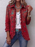 Carlotta | Chaqueta Bohemia de Cachemir Roja con Volantes