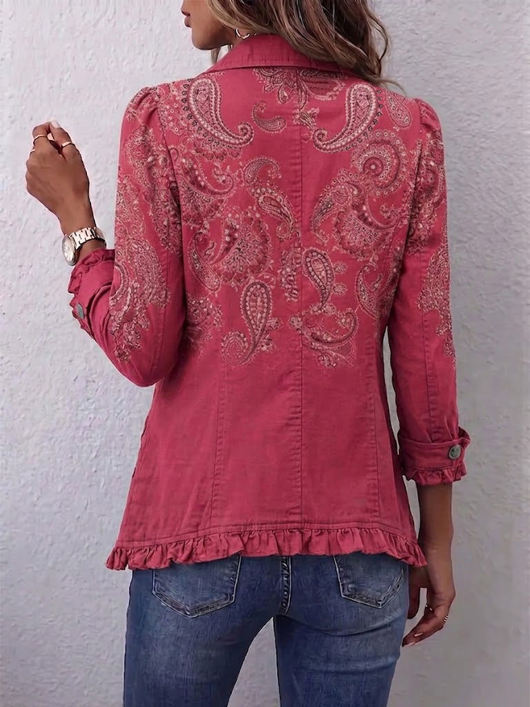 Anouk™ | Chaqueta Vintage de Estampado Cachemir con Volantes