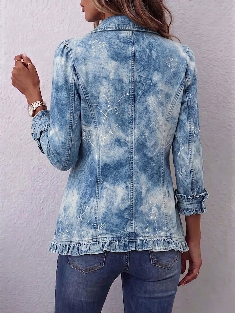Jemison | Chaqueta Boho de Volantes con Estampado Botánico Vintage Degradado