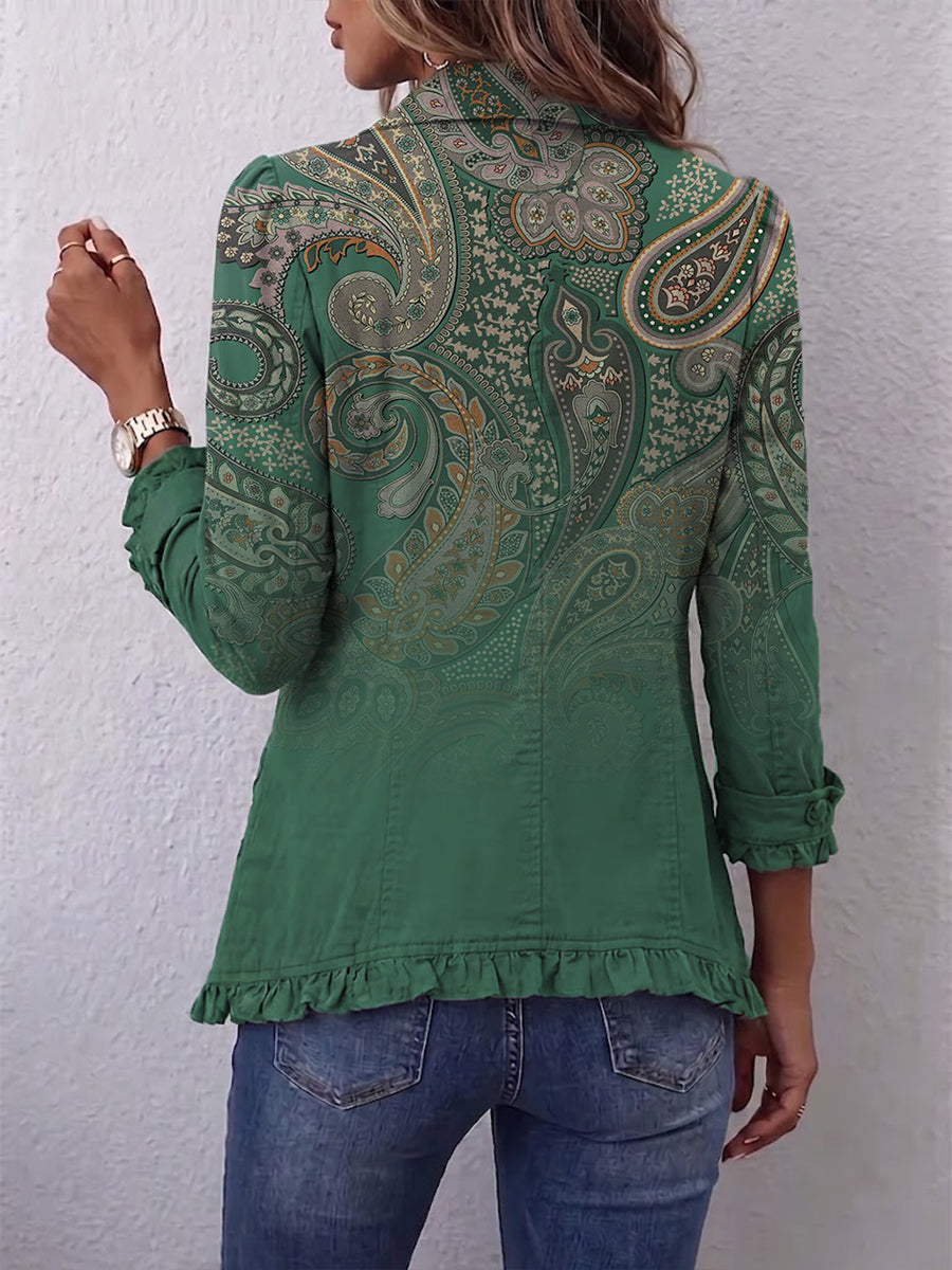 Jemara™ | Chaqueta con Volantes y Estampado Cachemira Bohemio