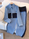 Holbrook | Conjunto de Chaqueta Corta Color Block y Pantalón de Pierna Ancha
