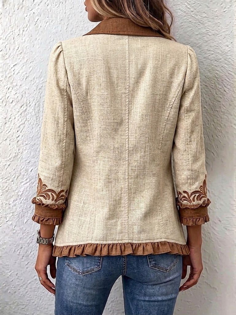 Dawncroft | Chaqueta Bohemia de Volantes con Estampado Floral Vintage