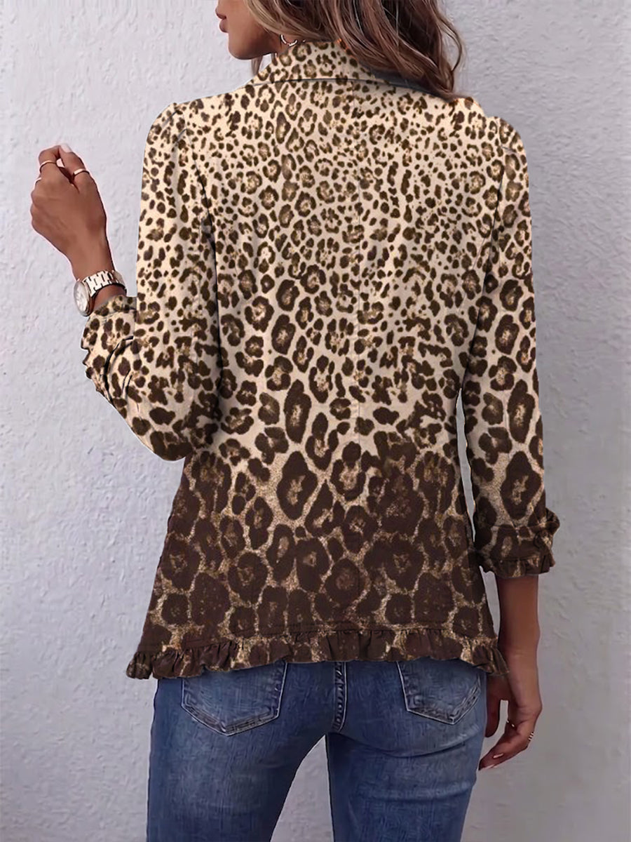 Navara™ | Chaqueta con Volantes y Estampado de Leopardo