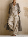 Conjunto boho de tres piezas en mezcla de lino