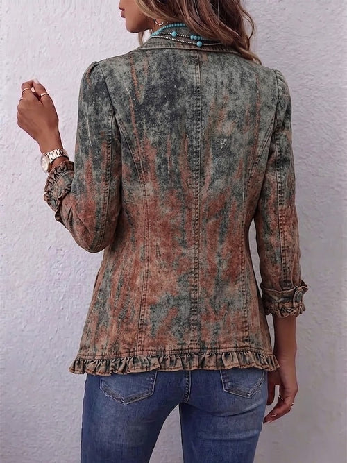 Bristow™ | Chaqueta con Volantes y Estampado Degradado Texturizado Vintage