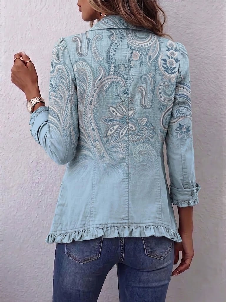 Estrella™ | Chaqueta con Volantes y Estampado Vintage de Cachemira