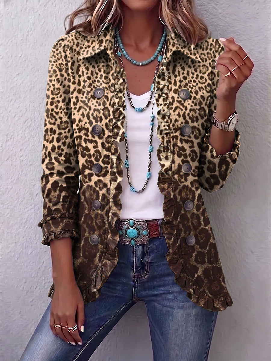 Navara™ | Chaqueta con Volantes y Estampado de Leopardo
